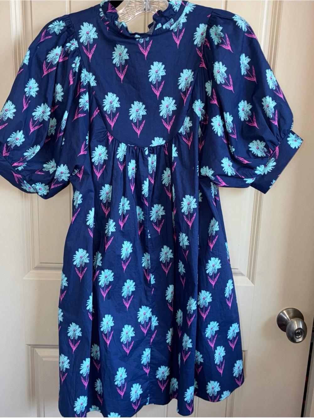 GIGIO Navy Midi Dress with Turquoise & Pink Floral Print - Picture 5 of 7